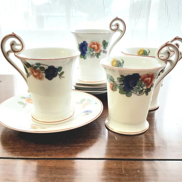 4 Rosenthal Indian Tree Cup Saucer 3.5" Continental line rust purple antique vin - Picture 2 of 16